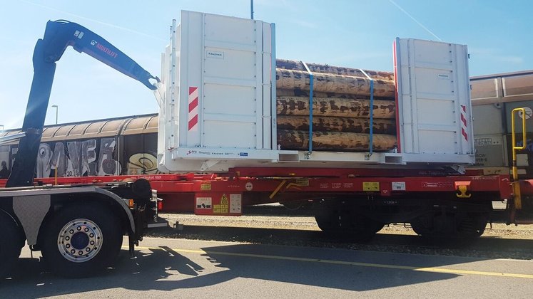 Intermodale Transporte Der erste intermodale Container für Holz kommt aus Österreich
